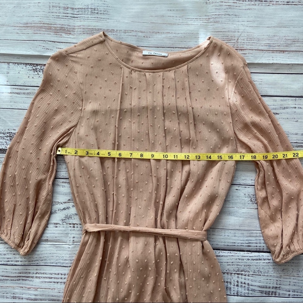 Ces Femme Dusty Mauve Raised Dots Dress. Size Medium. EUC - Picture 6 of 9